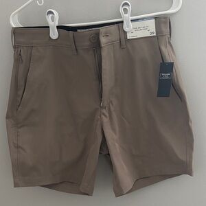 Abercrombie & Fitch Go-To Collection Flat Front Shorts, 7” inseam